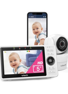 في تك بيبي VTech Upgraded Smart WiFi Baby Monitor VM901, 5-inch 720p Display, 1080p Camera, HD NightVision, Fully Remote Pan Tilt Zoom, 2-Way Talk, Free Smart Phone App, Works with iOS, Android  - Image 1