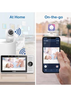 في تك بيبي VTech Upgraded Smart WiFi Baby Monitor VM901, 5-inch 720p Display, 1080p Camera, HD NightVision, Fully Remote Pan Tilt Zoom, 2-Way Talk, Free Smart Phone App, Works with iOS, Android  - Image 4