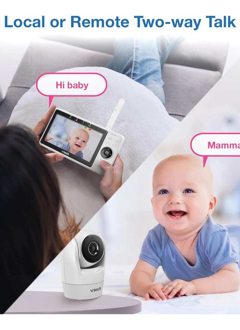 في تك بيبي - VTech Upgraded Smart WiFi Baby Monitor VM901, 5-inch 720p Display, 1080p Camera, HD NightVision, Fully Remote Pan Tilt Zoom, 2-Way Talk, Free Smart Phone App, Works with iOS, Android - Image 1