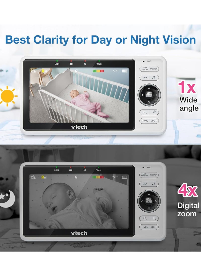 في تك بيبي - VTech Upgraded Smart WiFi Baby Monitor VM901, 5-inch 720p Display, 1080p Camera, HD NightVision, Fully Remote Pan Tilt Zoom, 2-Way Talk, Free Smart Phone App, Works with iOS, Android - Image 1