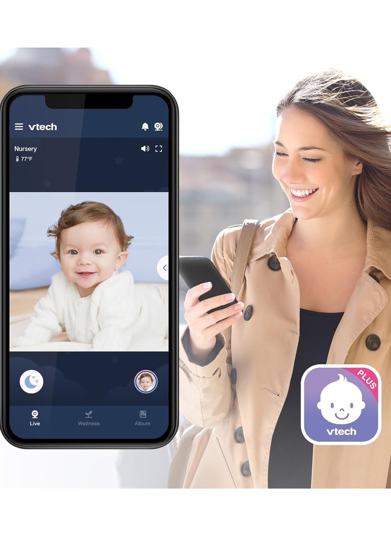 في تك بيبي - VTech Upgraded Smart WiFi Baby Monitor VM901, 5-inch 720p Display, 1080p Camera, HD NightVision, Fully Remote Pan Tilt Zoom, 2-Way Talk, Free Smart Phone App, Works with iOS, Android - Image 1
