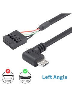 Duttek Micro USB to Motherboard Header Cable 1.65FT/50CM, Left Angled 90 Degree Micro USB Male to 9 Pin Motherboard Female Dupont Extended Cable (2-Pack)  - Image 2