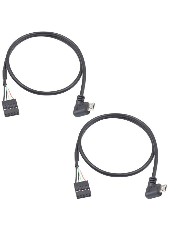 Duttek Micro USB to Motherboard Header Cable 1.65FT/50CM, Left Angled 90 Degree Micro USB Male to 9 Pin Motherboard Female Dupont Extended Cable (2-Pack) - Image 1