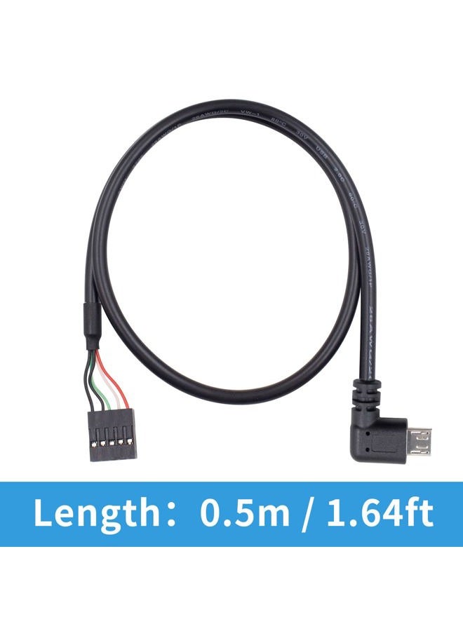 Duttek Micro USB to Motherboard Header Cable 1.65FT/50CM, Left Angled 90 Degree Micro USB Male to 9 Pin Motherboard Female Dupont Extended Cable (2-Pack) - Image 5