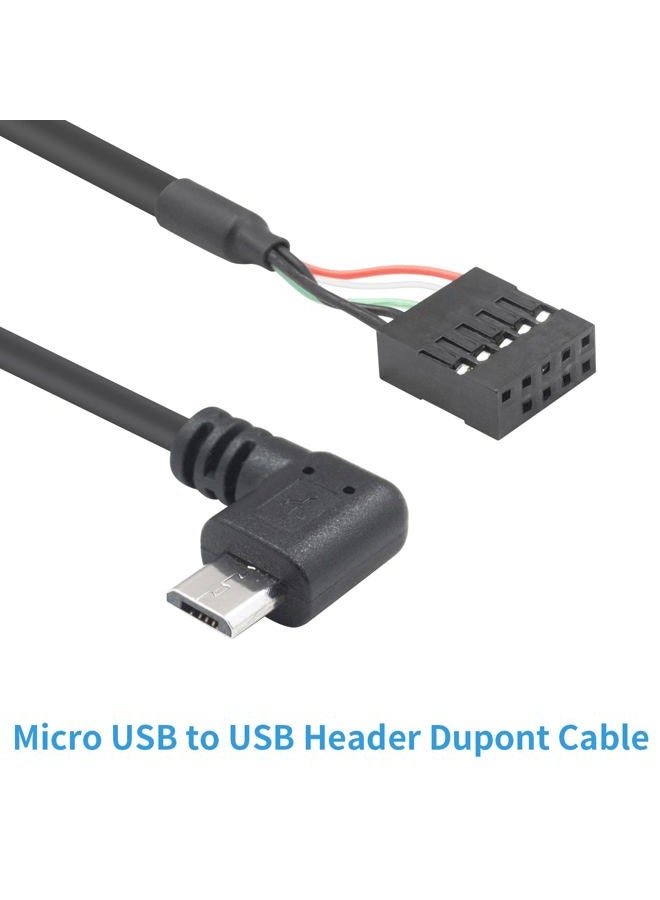 Duttek Micro USB to Motherboard Header Cable 1.65FT/50CM, Left Angled 90 Degree Micro USB Male to 9 Pin Motherboard Female Dupont Extended Cable (2-Pack) - Image 4