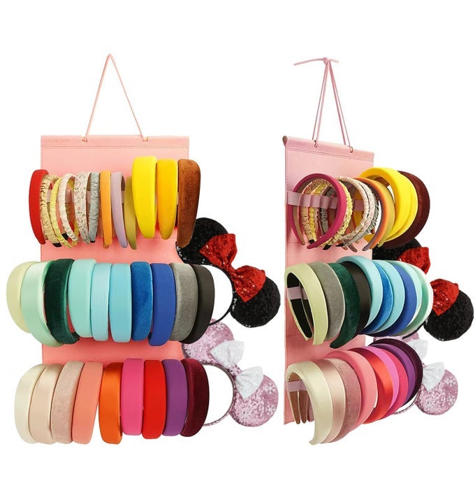 HANGING HEADBAND HOLDER FOR GIRLS FELT HEADBAND ORGANIZER STORAGE HOLDER PINK