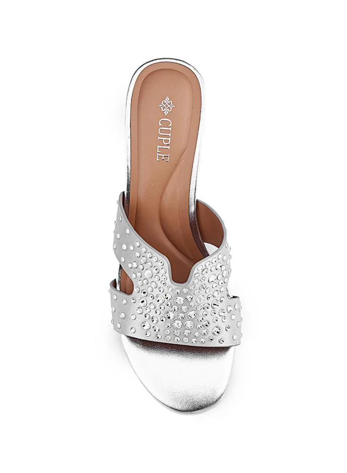 Cuple Womens rhinestones heeled sandals