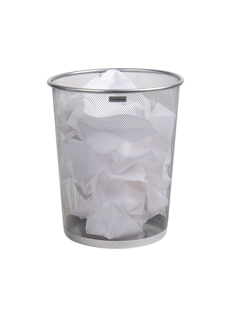 Mind Reader Mind Reader Mesh Trash Can 1665L44 gal Waste Paper Basket Round Office Metal Mesh 115 L x 115 W x 1375 H Silver 