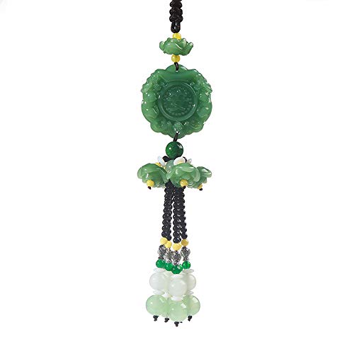 FengShuiGe Chinese Traditional Style Green Crystal Hanging Decoration House Door Window Charm Hanging Pendant Amulet Pray for Luck Safety (Lucky and safe) - Image 1