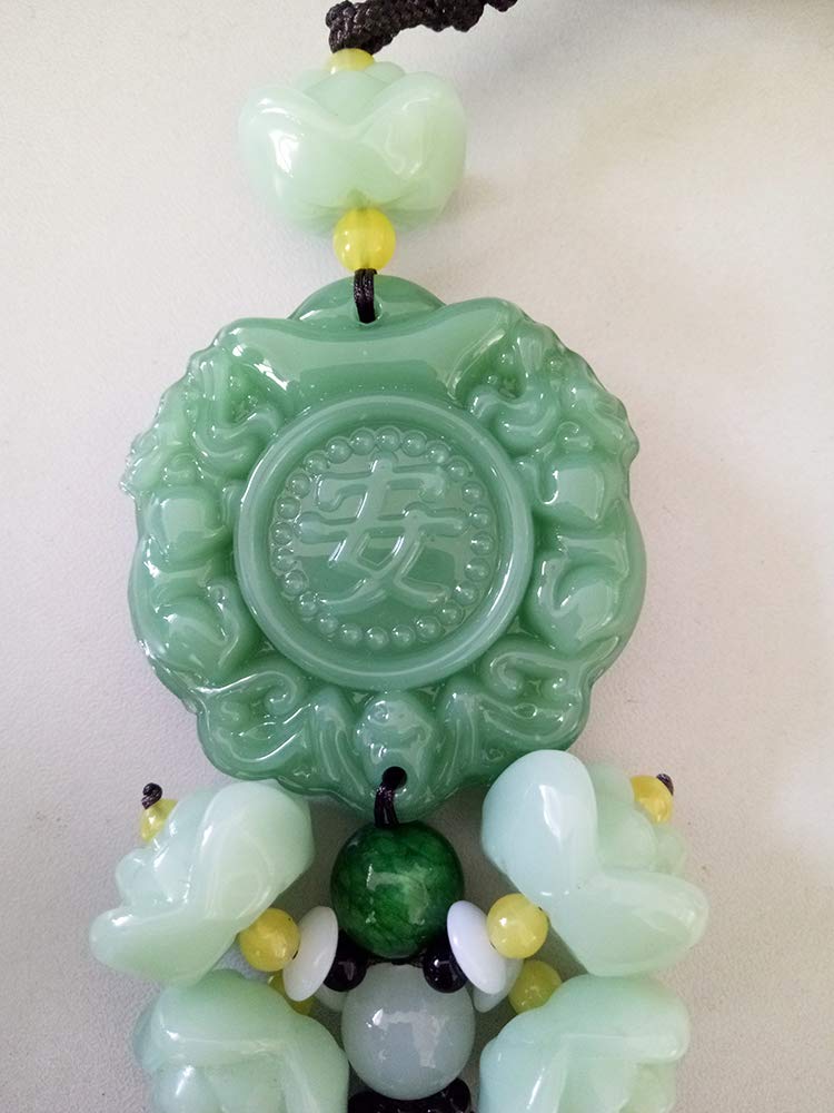 FengShuiGe Chinese Traditional Style Green Crystal Hanging Decoration House Door Window Charm Hanging Pendant Amulet Pray for Luck Safety (Lucky and safe) - Image 4