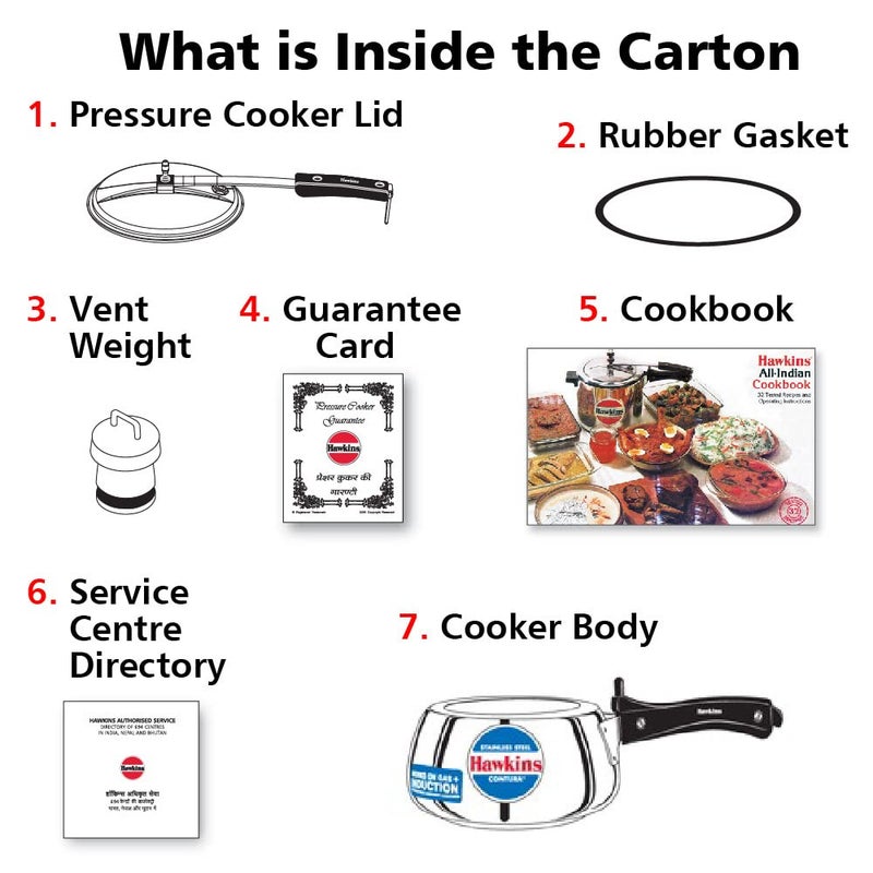 Hawkins Stainless Steel Contura Induction Compatible Inner Lid Pressure Cooker, 1.5 Litre, Silver (SSC15) - Image 5