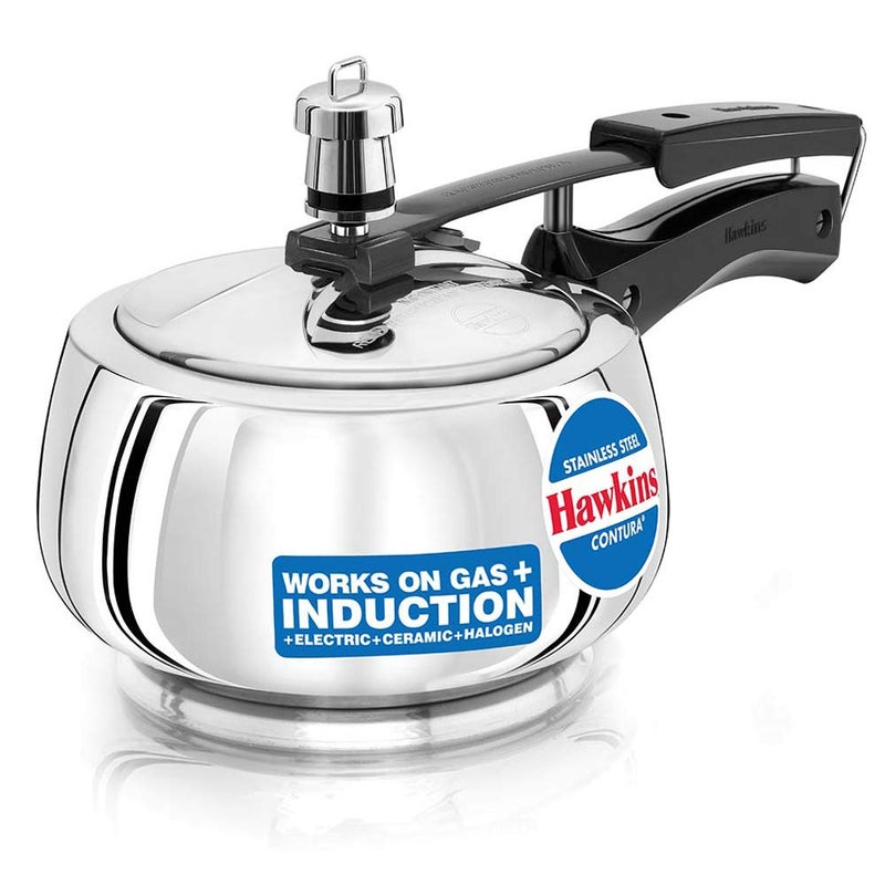 Hawkins Stainless Steel Contura Induction Compatible Inner Lid Pressure Cooker, 1.5 Litre, Silver (SSC15) - Image 1