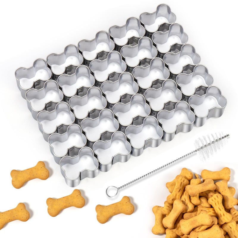 AIERSA Dog Bone Cookie Cutter,25 Cavity Small Dog Bone Cookie Cutters for Treats,Dog Treat Cookie Cutters for Baking,Dog Biscuit Cookie Cutter,Dog Bone Shaped Cookie Cutter,Mini Dog Bone Cookie Cutter - Image 1
