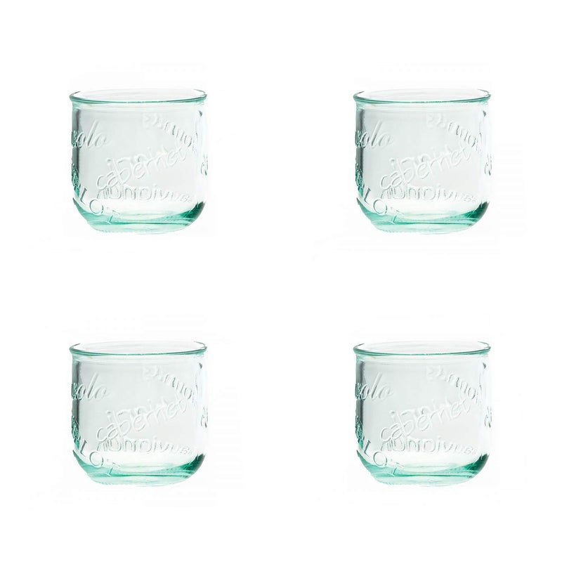 Amici Home Vino Stemless Wine Glasses  12 Oz  Italian Made Recycled Green Glass  Cute Water Tumblers for Wine Beer Juice Cocktails Fresh Drinks Set of 4