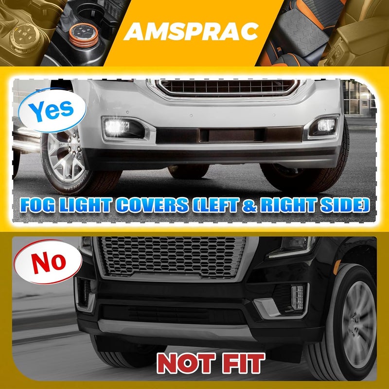 AMSPRAC Chrome Fog Light Covers for GMC Yukon/Yukon XL (2015-2020) - Front Bumper Bezel Trim (A Pair) - Image 3