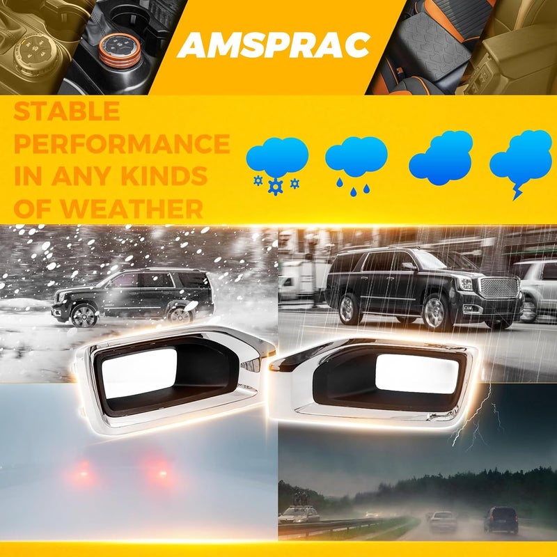 AMSPRAC Chrome Fog Light Covers for GMC Yukon/Yukon XL (2015-2020) - Front Bumper Bezel Trim (A Pair) - Image 4