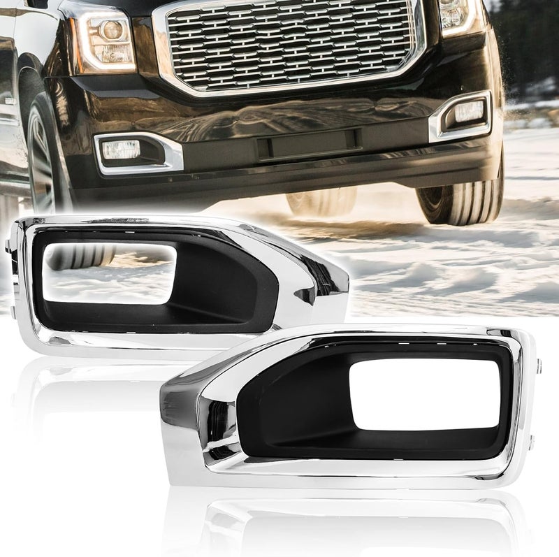 AMSPRAC Chrome Fog Light Covers for GMC Yukon/Yukon XL (2015-2020) - Front Bumper Bezel Trim (A Pair) - Image 1