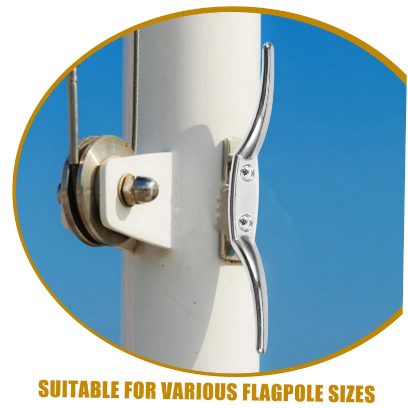Stainless Steel Flagpole Cleat Hook For Easy Mounting And Secure Rope Positioning Garden Outdoor Flags - Image 5