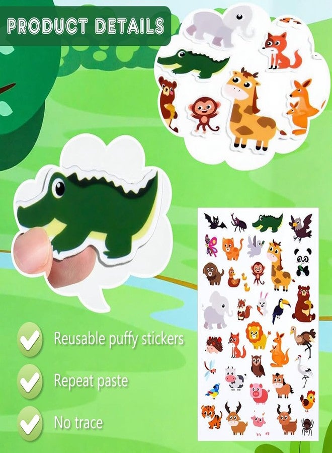 PATPAT® 35Pcs Funny Animals Magic Jelly Stickers Set, Reusable Gel Stickers Cartoon Farm Animal Themed Matching Quiet Book, Educational Cling Decals for Kids Learning Play for Kids Age 3+ - Image 4