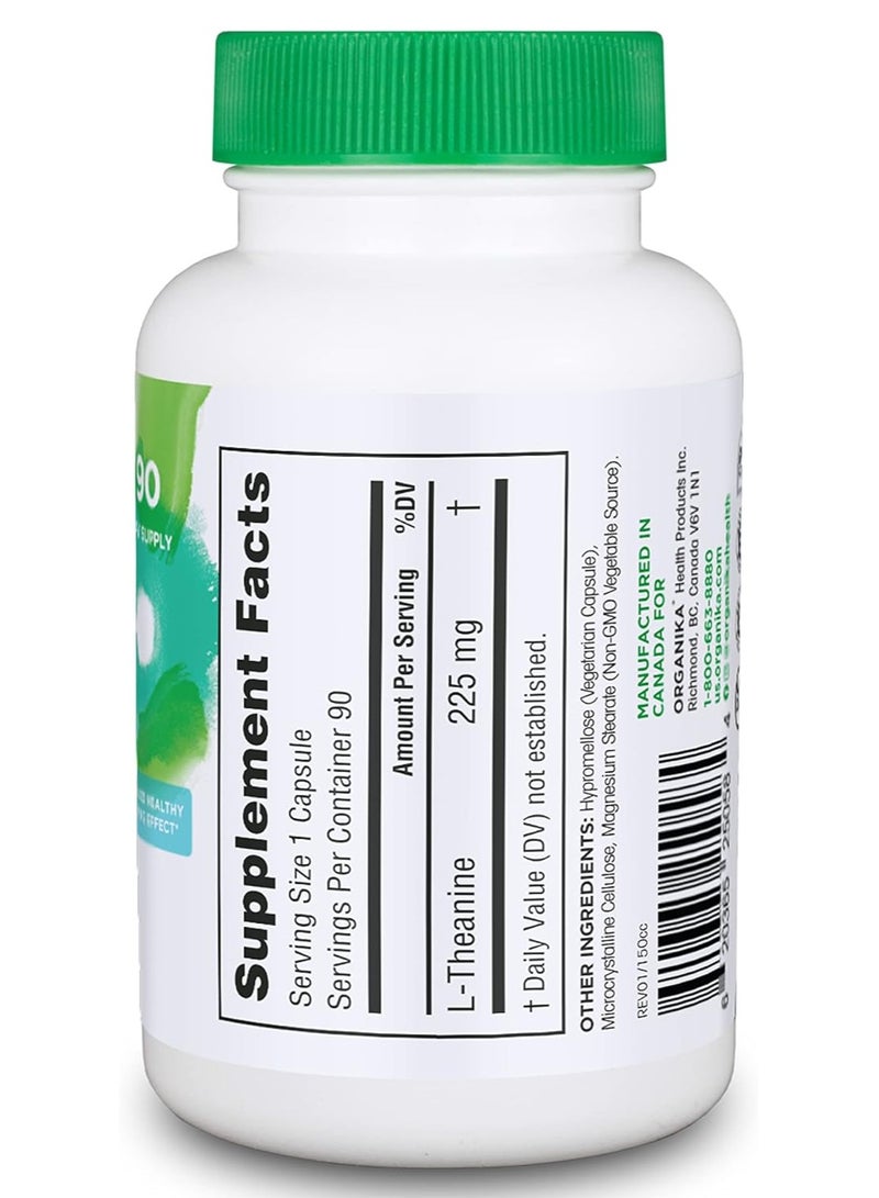 Organika L-Theanine Promotes Relaxation, 90 Vegetarian Capsules - Image 2