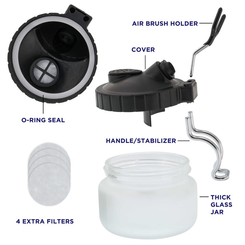 Master Airbrush Deluxe Airbrush 3 in 1 Cleaning Pot with Holder; Cleans Airbrush, Holds Airbrush, Color Palette Lid, Filters - Image 5