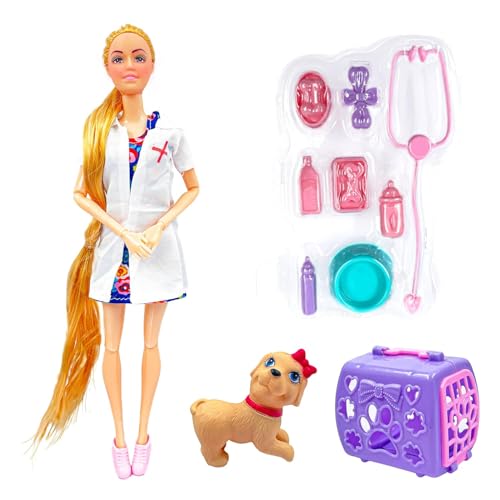 SHAKTISM Alia Doctor Doll Set with Medical Kit, Examination Table, Moveable Arms, Soft Hair for Kids 3+ Years, (Pet Doctor Theam) - Image 2