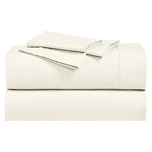 Royal Hotel Bedding Abripedic Crispy Percale Sheets, 300-Thread-Count, 4PC Solid Sheet Set, 100% Cotton, Super Deep Pocket, King, Ivory - Image 2