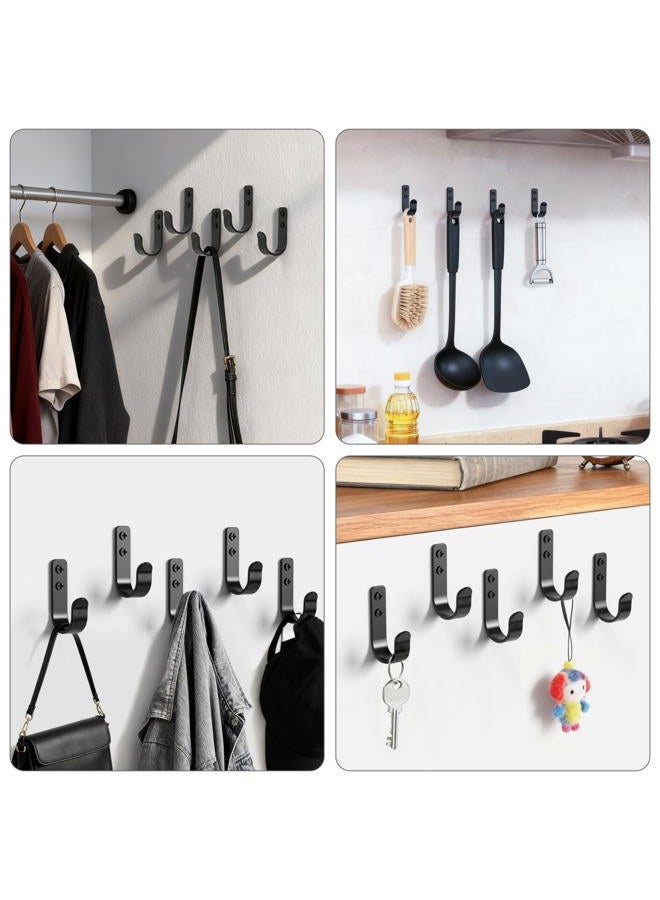 PRIGVOT 15-Pack Black Metal Wall Hooks, Heavy Duty Coat Hooks Wall Mounted for Hanging, Screw in Hooks for Towel, Clothing, Robe, Single Hooks for Organization in Bathroom, Entryway, Garage - Image 5