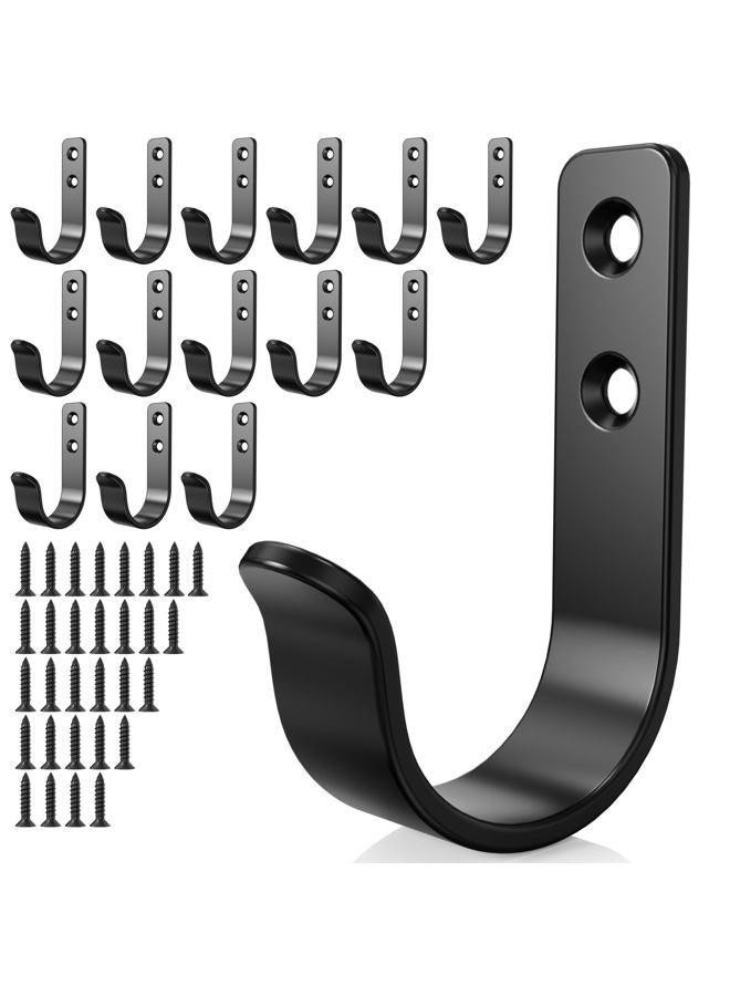 PRIGVOT 15-Pack Black Metal Wall Hooks, Heavy Duty Coat Hooks Wall Mounted for Hanging, Screw in Hooks for Towel, Clothing, Robe, Single Hooks for Organization in Bathroom, Entryway, Garage - Image 1