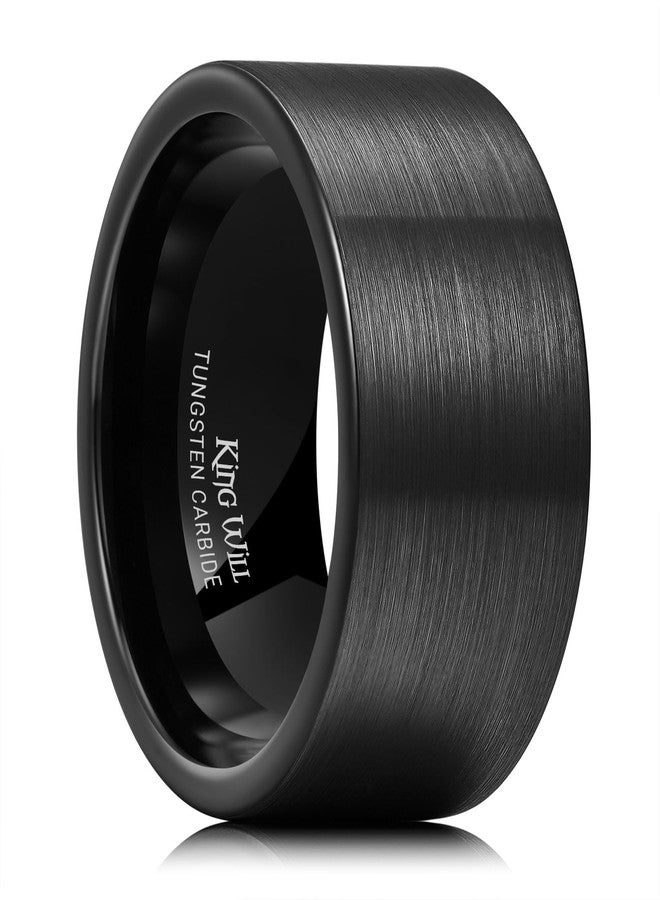 King Will خواتم زفاف ملك ويل 12 مم من التنجستن الأسود للرجال بتصميم أنبوبي مصقول هدايا للرجال مقاس مريح 11، مقاس 13 - Image 1