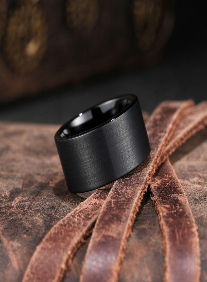 King Will خواتم زفاف ملك ويل 12 مم من التنجستن الأسود للرجال بتصميم أنبوبي مصقول هدايا للرجال مقاس مريح 11، مقاس 13 - Image 3