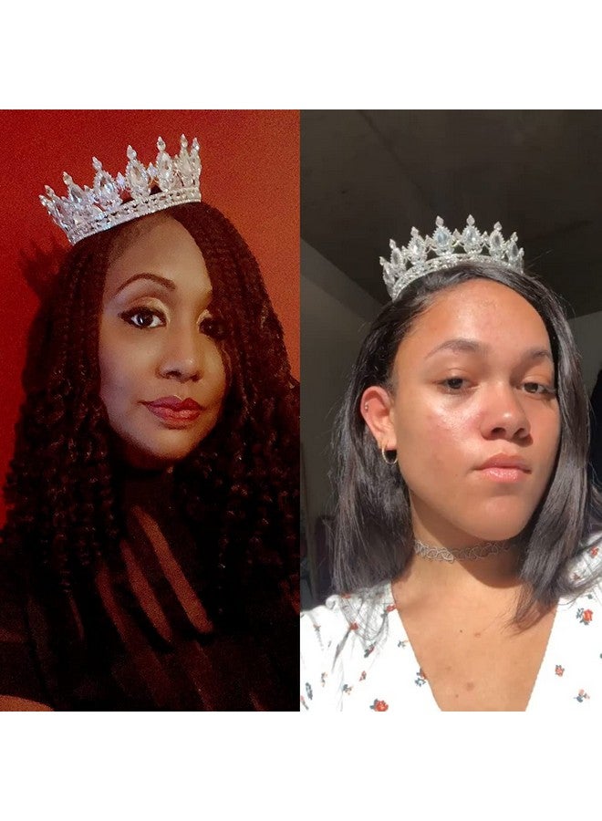 S SNUOY Queen Crowns for Women Silver Crown Crystal Tiaras for Women Full Round Headpiece for Birthday Wedding Party Head Accessoies - Image 2