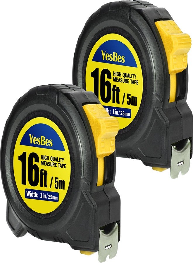 YesBes Tape Measure 16 ft, 2 Pack Easy Read Measurement Tape, Self-Locking Measuring Tape Retractable 1-Inch Wide x 16 ft - Image 1