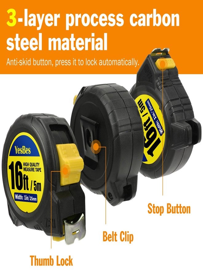 YesBes Tape Measure 16 ft, 2 Pack Easy Read Measurement Tape, Self-Locking Measuring Tape Retractable 1-Inch Wide x 16 ft - Image 5