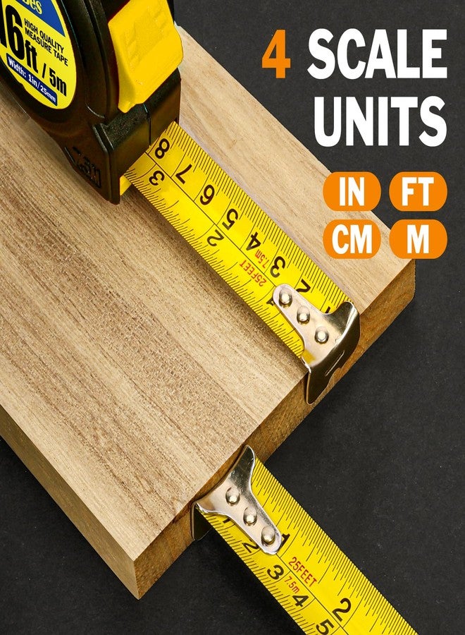 YesBes Tape Measure 16 ft, 2 Pack Easy Read Measurement Tape, Self-Locking Measuring Tape Retractable 1-Inch Wide x 16 ft - Image 3