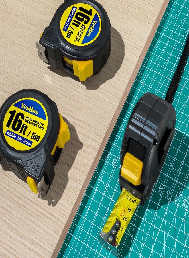YesBes Tape Measure 16 ft, 2 Pack Easy Read Measurement Tape, Self-Locking Measuring Tape Retractable 1-Inch Wide x 16 ft - Image 2