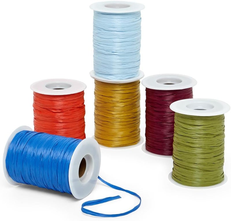 Paper Mart Plum Raffia Ribbon, Matte Finish, 1/4 Inch Wide, 100 Yard Craft Ribbon Roll - Image 2