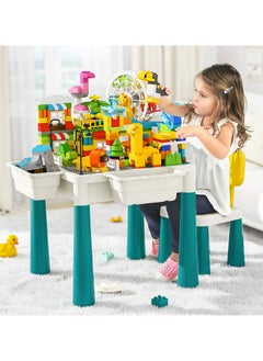 OLUDENIZ Extra-Large Multi-Function Kids Building Block Table with Chair – DIY Creative Play Set, Full Accessories, Clock Building Kit, and Ample Storage  - Image 2