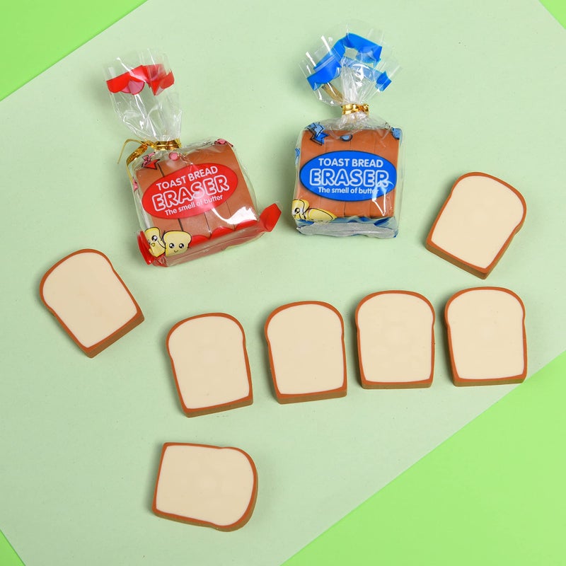 MGTECH Bread Shaped Erasers for Kids - 16Pcs Mini Novelty Toast Bread Erasers Cute Fun Food Pencil Erasers for School Classroom Rewards Party Favors - Image 4