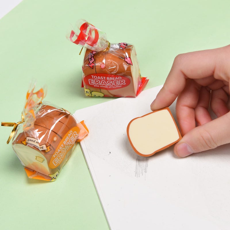 MGTECH Bread Shaped Erasers for Kids - 16Pcs Mini Novelty Toast Bread Erasers Cute Fun Food Pencil Erasers for School Classroom Rewards Party Favors - Image 5
