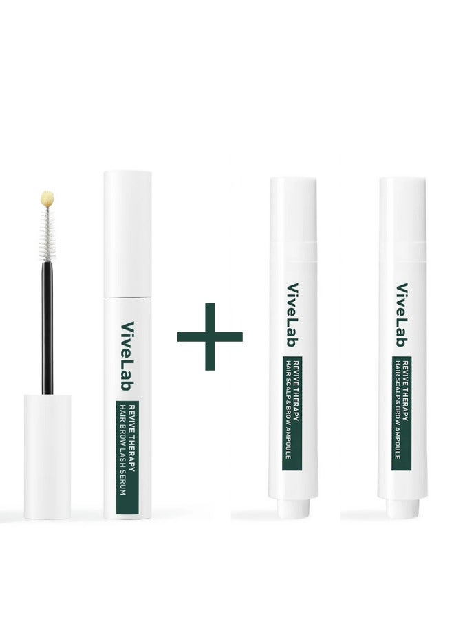 Vivelab Complete Hair & Lash Boosting Set – Hair Serum (15ml × 2) + Lash & Brow Serum 10ml - Image 1