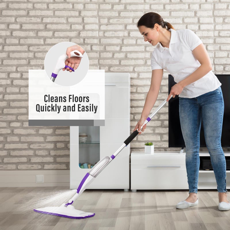 Panda Grip Spray Mops for Floor Cleaning Floor Mop with a Refillable Spray Bottle and 3 Washable Microfiber Pads Home or Commercial Use Dry Wet Flat Mop for Hardwood Laminate Wood (Purple) - Image 5