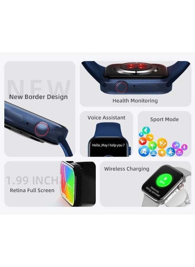 HW - HW8 Max Smart Watch 1.99 Inch Series 8 NFC SmartWatch Heart Rate Monitor Track Voice Assistant IP67 Waterproof Color Black - Image 1