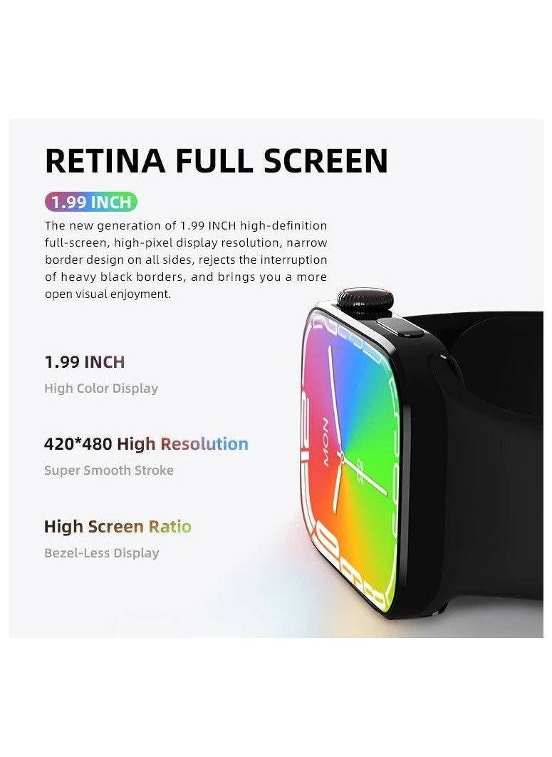 HW - HW8 Max Smart Watch 1.99 Inch Series 8 NFC SmartWatch Heart Rate Monitor Track Voice Assistant IP67 Waterproof Color Black - Image 1
