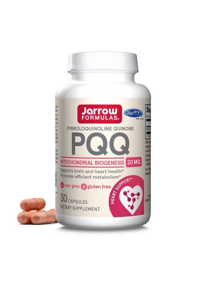 jarrow formulas ® PQQ 20 mg, Dietary Supplement, Heart, Brain, and Metabolism Support, 30 Veggie Capsules, 30 Day Supply - Image 1