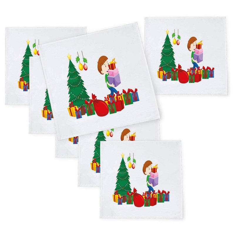 Khakee 6 Pcs Christmas Theme Tafta Silk Table Napkins 10x 10 for Xmas Decoration Christmas OrnamentsChristmas Gift npxmas081P - Image 1