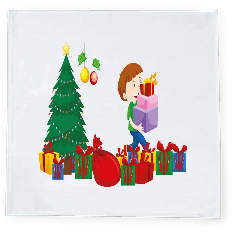 Khakee 6 Pcs Christmas Theme Tafta Silk Table Napkins 10x 10 for Xmas Decoration Christmas OrnamentsChristmas Gift npxmas081P - Image 2