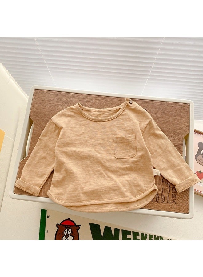 Children's Solid Color Base Shirt 0-3 Years Old 2026 Autumn New Style Boys' Bamboo Cotton T-shirt Baby Autumn Fashion My199