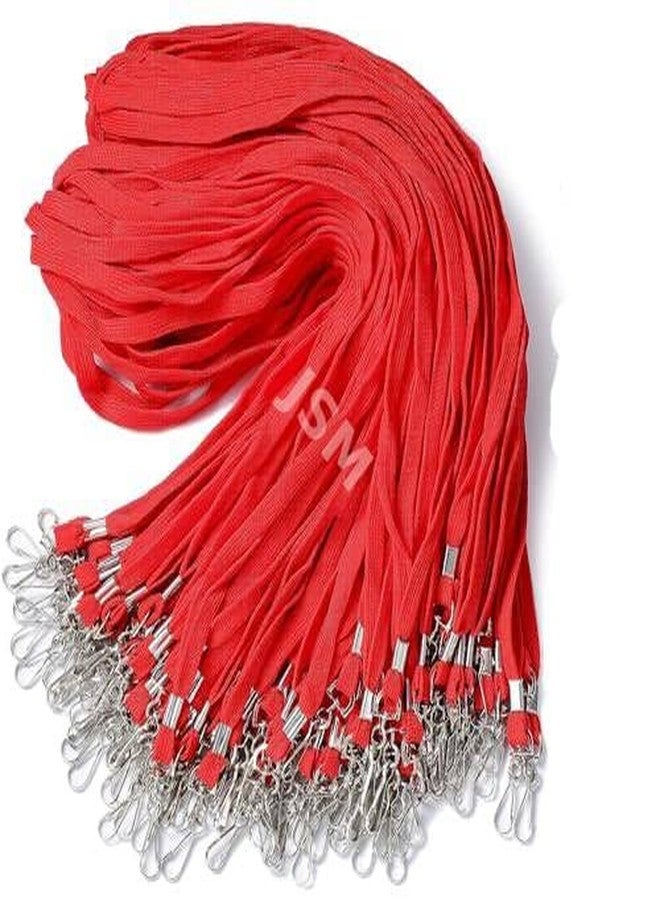 JSMSH Tubeless Flat Lanyard ID Badge Lanyards with Swivel J-Hook for ID Name Tags and Badge Holders (Red, Pack of 5) - Image 1
