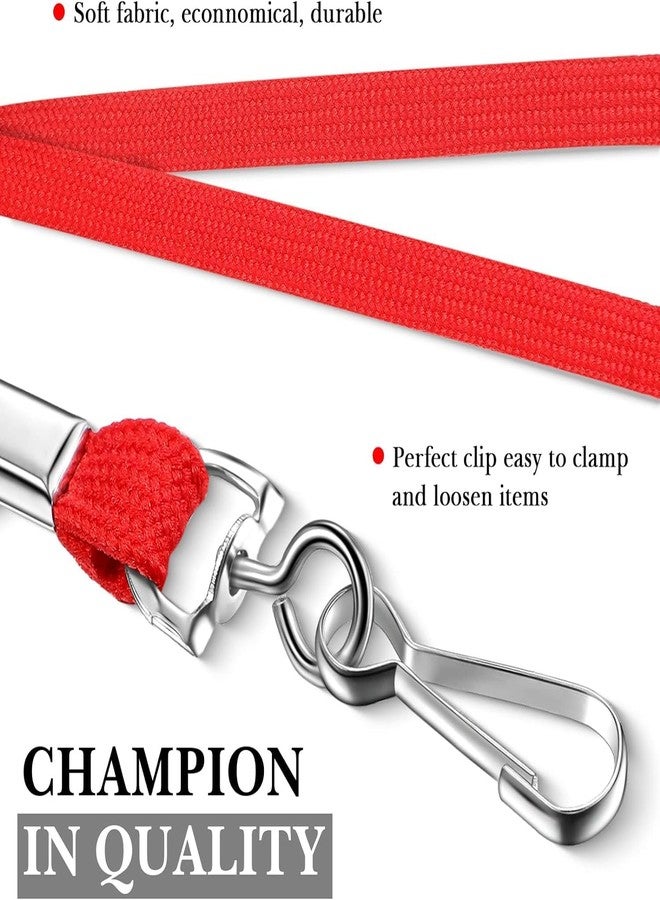 JSMSH Tubeless Flat Lanyard ID Badge Lanyards with Swivel J-Hook for ID Name Tags and Badge Holders (Red, Pack of 5) - Image 3